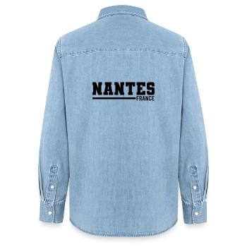 Nantes | Frankreich - Frauen Jeanshemd Organic von Stanley/Stella - verwaschenes Hellblau - Hinten - AI Model Female 172 light (172cm)