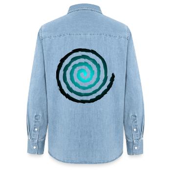 Spirale Symbol Wachstum und Erweiterung - Frauen Jeanshemd Organic von Stanley/Stella - verwaschenes Hellblau - Hinten - AI Model Female 172 light (172cm)