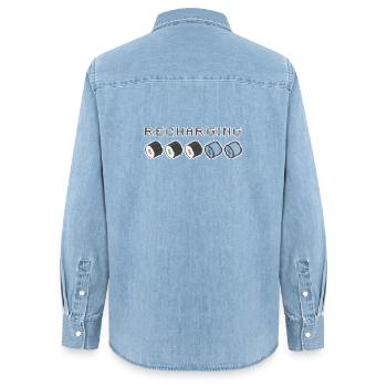 Recharging Pixel Sushi - Women’s Organic Denim Shirt by Stanley/Stella - light wash - Back - AI Model Female 172 light (172cm)