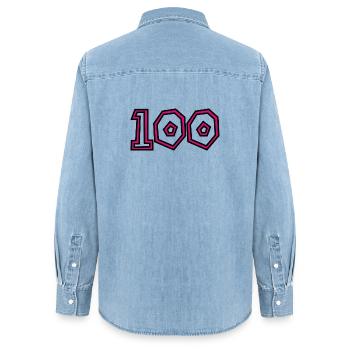 100. 100 ANS. 100e ANNIVERSAIRE. ANNIVERSAIRE 1001 - Chemise en denim femme bio Stanley/Stella - bleu clair délavé - Dos - AI Model Female 172 light (172cm)