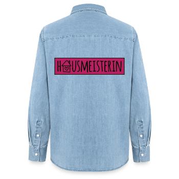Hausmeisterin - Frauen Jeanshemd Organic von Stanley/Stella - verwaschenes Hellblau - Hinten - AI Model Female 172 light (172cm)