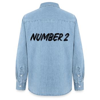 Number 2 - two - second - second - 2 - number 2 - Women’s Organic Denim Shirt by Stanley/Stella - light wash - Back - AI Model Female 172 light (172cm)