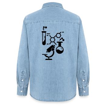 Neurones Chimie Science Tableau périodique Laboratoire - Chemise en denim femme bio Stanley/Stella - bleu clair délavé - Dos - AI Model Female 172 light (172cm)