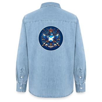 Logo de l’Écosse - Chemise en denim femme bio Stanley/Stella - bleu clair délavé - Dos - AI Model Female 172 light (172cm)