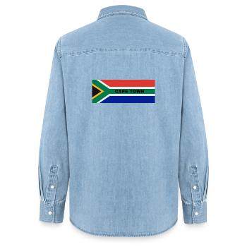 Kapstadt Stadt in südafrikanischer Flagge - Frauen Jeanshemd Organic von Stanley/Stella - verwaschenes Hellblau - Hinten - AI Model Female 172 light (172cm)