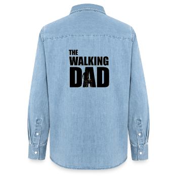 Der wandelnde Papa (schwarz) Kontur Gold - Frauen Jeanshemd Organic von Stanley/Stella - verwaschenes Hellblau - Hinten - AI Model Female 172 light (172cm)
