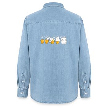 Évolution du pop-corn - Chemise en denim femme bio Stanley/Stella - bleu clair délavé - Dos - AI Model Female 172 light (172cm)