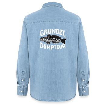 Ich fische Grundeln - Frauen Jeanshemd Organic von Stanley/Stella - verwaschenes Hellblau - Hinten - AI Model Female 172 light (172cm)