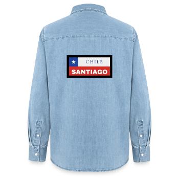 Santiago Stadt in chilenischer Flagge - Frauen Jeanshemd Organic von Stanley/Stella - verwaschenes Hellblau - Hinten - AI Model Female 172 light (172cm)