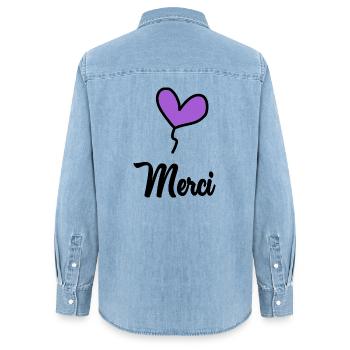 VIELEN DANK. GELIEBTE. MEISTER. DANKE HERRIN - Frauen Jeanshemd Organic von Stanley/Stella - verwaschenes Hellblau - Hinten - AI Model Female 172 light (172cm)