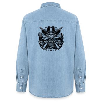 Western Logo 2 - Frauen Jeanshemd Organic von Stanley/Stella - verwaschenes Hellblau - Hinten - AI Model Female 172 light (172cm)