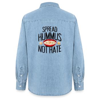 Spread Hummus Not Hate Vegan Geschenk Für Veganer - Frauen Jeanshemd Organic von Stanley/Stella - verwaschenes Hellblau - Hinten - AI Model Female 172 light (172cm)