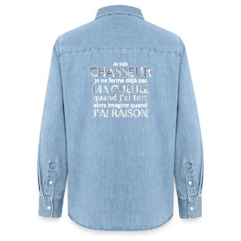 Je suis Chasseur - Chemise en denim femme bio Stanley/Stella - bleu clair délavé - Dos - AI Model Female 172 light (172cm)