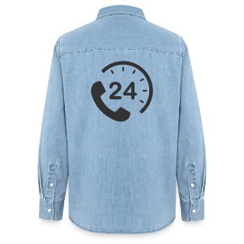 Service 24h/24 et 7h/24 - Chemise en denim femme bio Stanley/Stella - bleu clair délavé - Dos - AI Model Female 172 light (172cm)