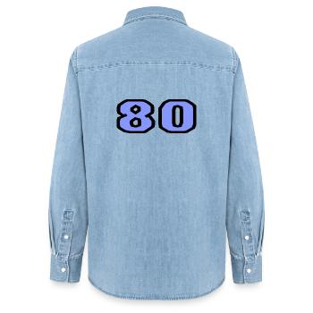 ALLES GUTE ZUM GEBURTSTAG. ALLES GUTE ZUM GEBURTSTAG. JAHRESTAG. - Frauen Jeanshemd Organic von Stanley/Stella - verwaschenes Hellblau - Hinten - AI Model Female 172 light (172cm)