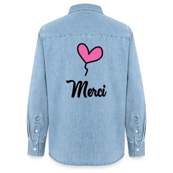 VIELEN DANK. GELIEBTE. MEISTER. DANKE HERRIN - Frauen Jeanshemd Organic von Stanley/Stella - verwaschenes Hellblau - Hinten - AI Model Female 172 light (172cm)