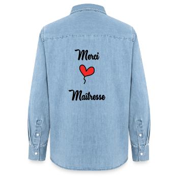 VIELEN DANK. GELIEBTE - Frauen Jeanshemd Organic von Stanley/Stella - verwaschenes Hellblau - Hinten - AI Model Female 172 light (172cm)