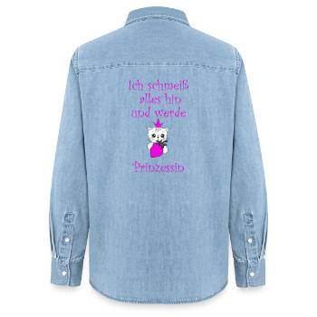 Prinzessin - Frauen Jeanshemd Organic von Stanley/Stella - verwaschenes Hellblau - Hinten - AI Model Female 172 light (172cm)