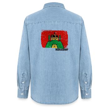 die Marktgemeinde Mariasdorf südliches Burgenland - Frauen Jeanshemd Organic von Stanley/Stella - verwaschenes Hellblau - Hinten - AI Model Female 172 light (172cm)