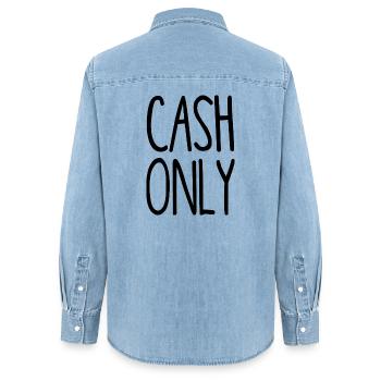 cash only - nur Bargeld - nur Bares ist wahres - Frauen Jeanshemd Organic von Stanley/Stella - verwaschenes Hellblau - Hinten - AI Model Female 172 light (172cm)