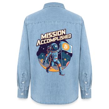 Mission erfüllt - Frauen Jeanshemd Organic von Stanley/Stella - verwaschenes Hellblau - Hinten - AI Model Female 172 light (172cm)