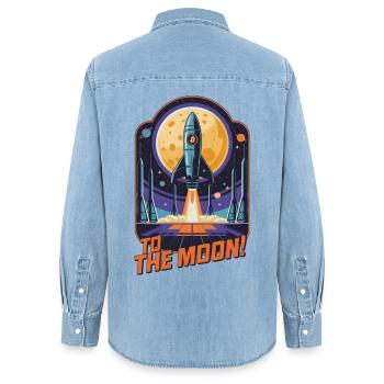Zum Mond - Frauen Jeanshemd Organic von Stanley/Stella - verwaschenes Hellblau - Hinten - AI Model Female 172 light (172cm)