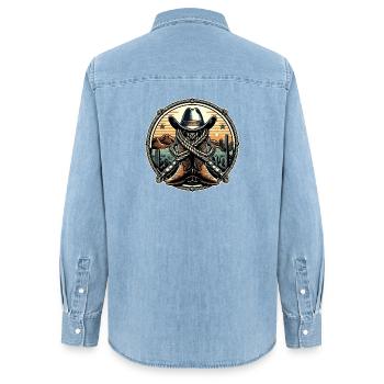 Logo de l’Ouest 1 - Chemise en denim femme bio Stanley/Stella - bleu clair délavé - Dos - AI Model Female 172 light (172cm)