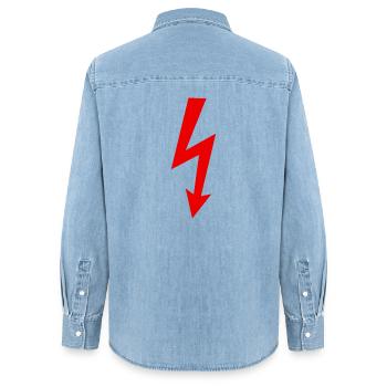 Logo de l’éclair - Chemise en denim femme bio Stanley/Stella - bleu clair délavé - Dos - AI Model Female 172 light (172cm)