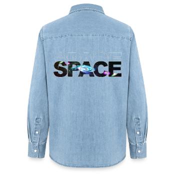 Contour de l’espace - Chemise en denim femme bio Stanley/Stella - bleu clair délavé - Dos - AI Model Female 172 light (172cm)