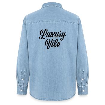 076 // LUXURY VIBE - Frauen Jeanshemd Organic von Stanley/Stella - verwaschenes Hellblau - Hinten - AI Model Female 172 light (172cm)