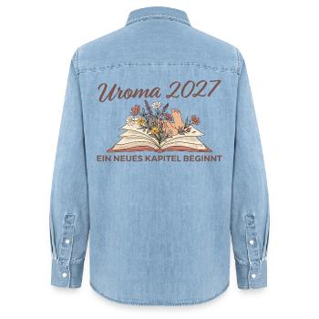 Uroma 2027 Neues Kapitel Werdende Urgroßmutter - Frauen Jeanshemd Organic von Stanley/Stella - verwaschenes Hellblau - Hinten - AI Model Female 172 light (172cm)