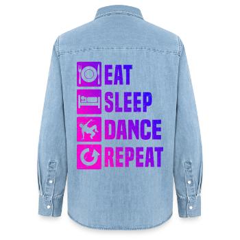 Geschenkidee für den Hip-Hop-Tänzer mit Breakdance - Frauen Jeanshemd Organic von Stanley/Stella - verwaschenes Hellblau - Hinten - AI Model Female 172 light (172cm)