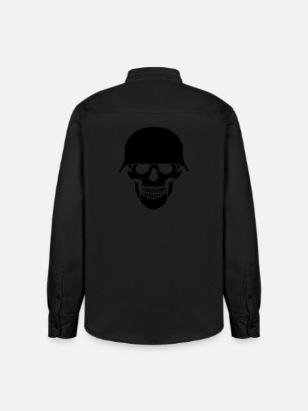 Schädelhelm / Schädelperlen - Relaxed Fit Unisex Organic Hemd von Stanley/Stella - washed Black