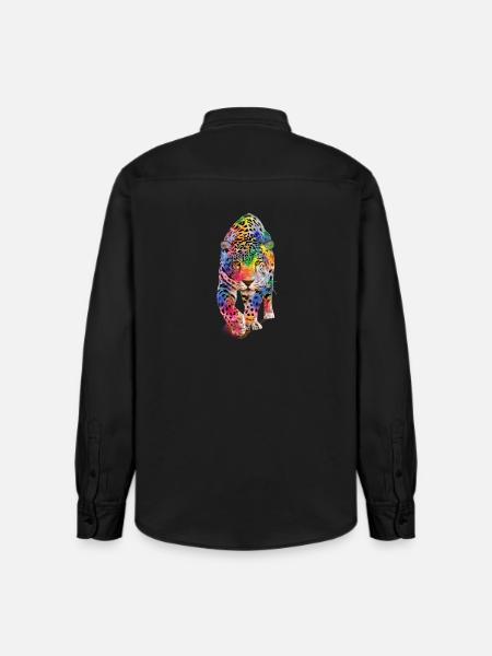 Multicolour leopard - Relaxed Fit Unisex Organic Shirt by Stanley/Stella - washed black