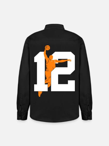 NUMMER 12 BASKETBAL 12E VERJAARDAG - Unisex ruime pasvorm overhemd biologisch Stanley/Stella - washed black