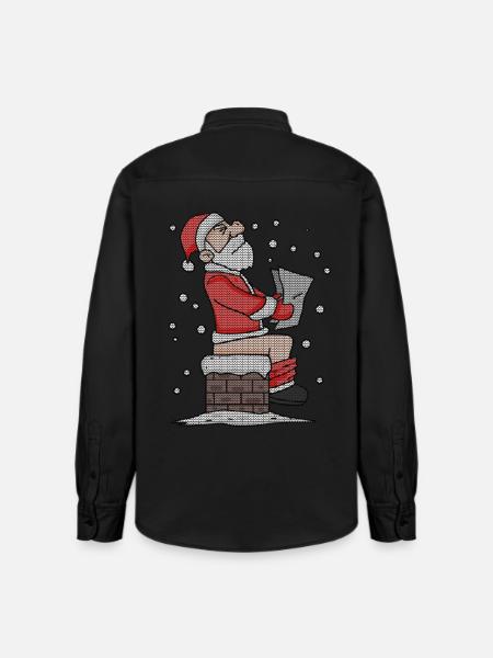 Père Noël assis sur la cheminée drôle - Chemise unisexe coupe décontractée bio Stanley/Stella - noir délavé