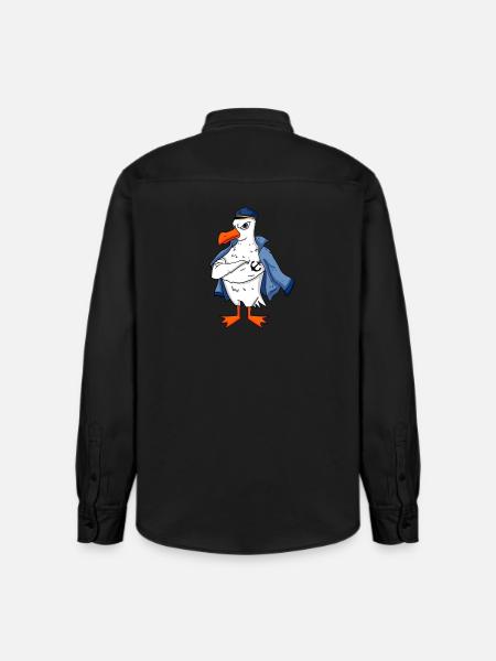 Muscular seagull with anchor tattoo seagull gift - Relaxed Fit Unisex Organic Shirt by Stanley/Stella - washed black