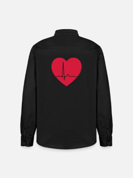 Heartbeat ECG Line Medical Pulse Wave Icon Vector - Relaxed Fit Unisex Organic Shirt by Stanley/Stella - washed black