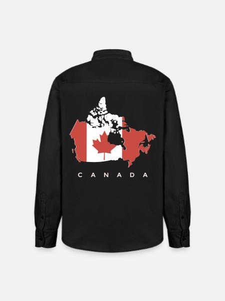 Silhouette du Canada avec feuille d’érable - Chemise unisexe coupe décontractée bio Stanley/Stella - noir délavé