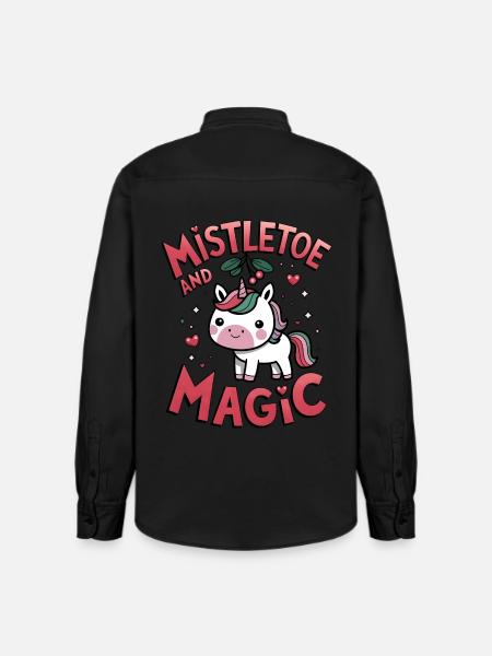 Mistletoe And Magic - Relaxed Fit Unisex Organic Shirt by Stanley/Stella - washed black