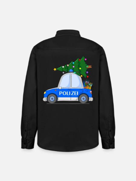 Police Car Christmas - Relaxed Fit Unisex Organic Shirt by Stanley/Stella - washed black