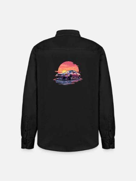 Skyline Sunset - Relaxed Fit Unisex Organic Shirt by Stanley/Stella - washed black