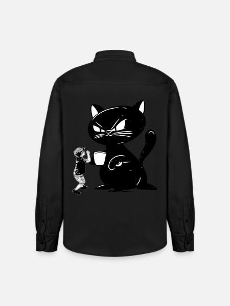 Katze - Relaxed Fit Unisex Organic Hemd von Stanley/Stella - washed Black