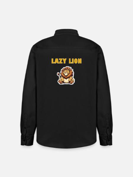 Lazy Lion Cartoon - Relaxed Fit Unisex Organic Shirt by Stanley/Stella - washed black