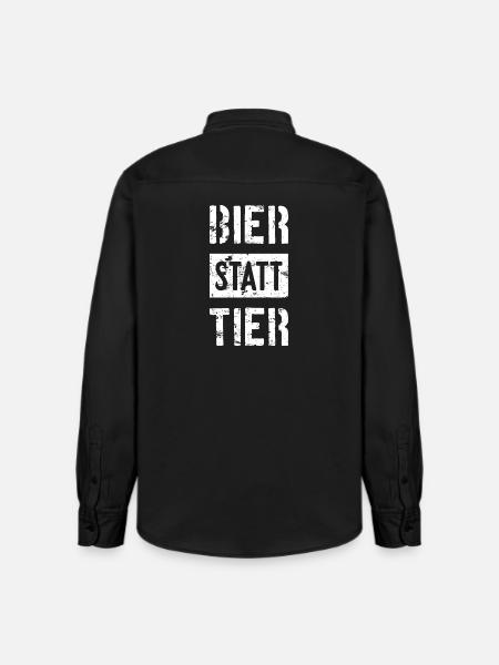 BIER STATT TIER - Relaxed Fit Unisex Organic Hemd von Stanley/Stella - washed Black