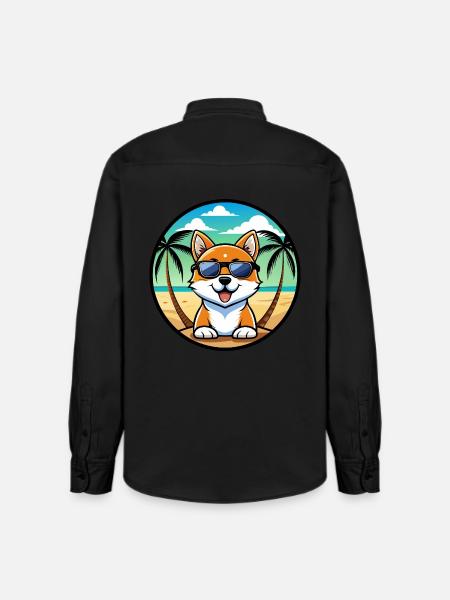 Hokkaido Hondenras Cartoon Zonnebril Strand - Unisex ruime pasvorm overhemd biologisch Stanley/Stella - washed black