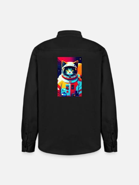 Chat astronaute - Chemise unisexe coupe décontractée bio Stanley/Stella - noir délavé