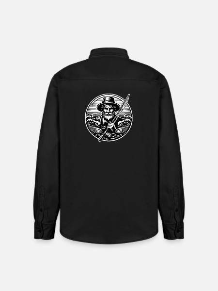 Angler Logo - Relaxed Fit Unisex Organic Shirt by Stanley/Stella - washed black