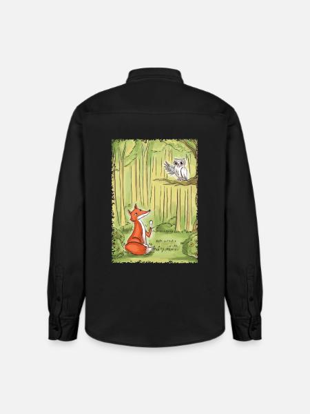 Waldgespräch: Fuchs und Eule - Relaxed Fit Unisex Organic Hemd von Stanley/Stella - washed Black