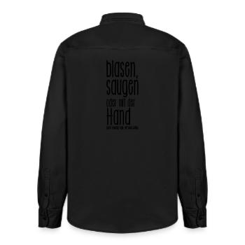 blasen o. saugen, jeder beseitigt Laub wie er will - Relaxed Fit Unisex Organic Hemd von Stanley/Stella - washed Black - Hinten - AI Model Male 178 light (178cm)
